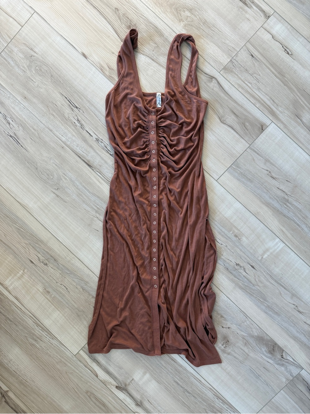 Women's Rust Brown Button-Front Tank Dress